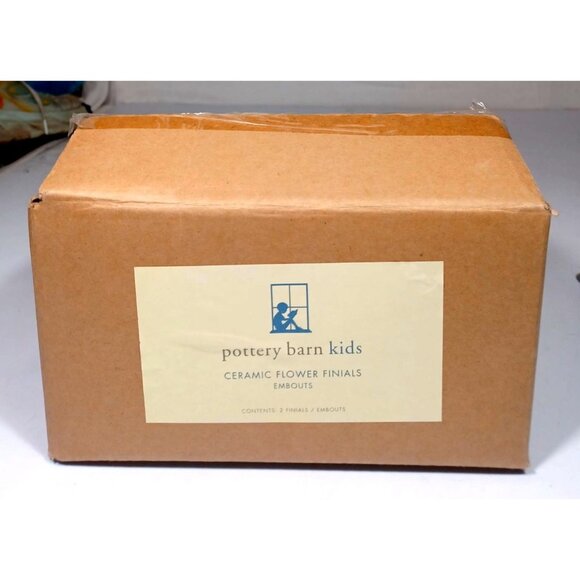 Pottery Barn Kids Pink Cabbage Rose Ceramic Flower Finials Shabby Chic Cottage - Picture 11 of 11